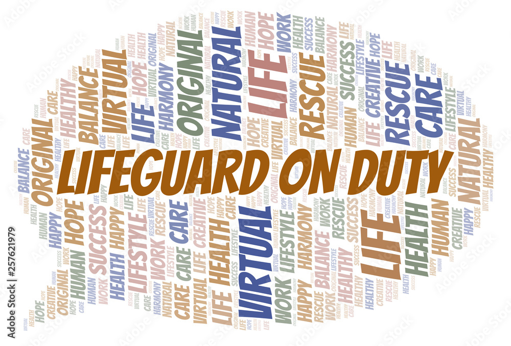 Fototapeta premium Lifeguard On Duty word cloud.