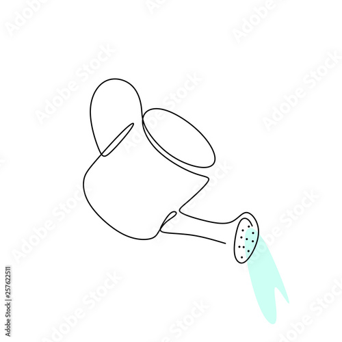 continuous line drawing tool Watering the plants.