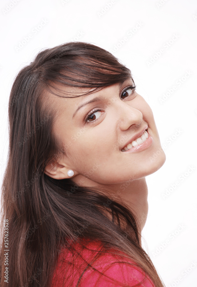 closeup portrait of a beautiful young woman.isolated on white closeup portrait of a beautiful young woman.isolated on white