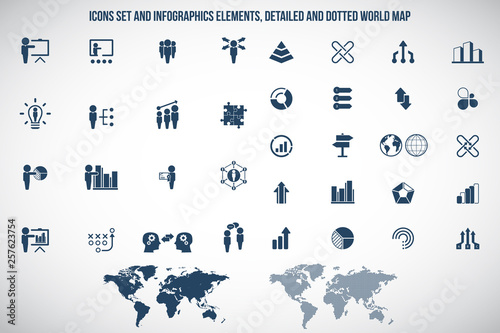 Universal business management, training and human resources icon set. Universal icons for web and mobile. Vector.