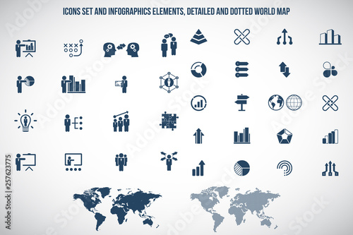 Universal business management, training and human resources icon set. Universal icons for web and mobile. Vector.