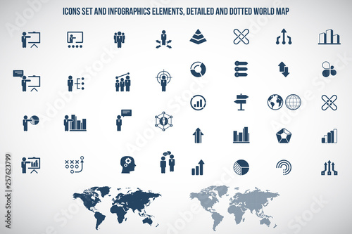 Universal business management, training and human resources icon set. Universal icons for web and mobile. Vector.
