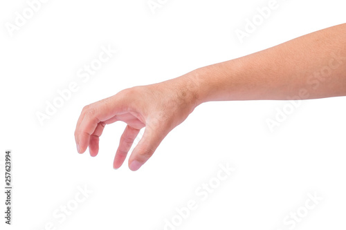 Male hand clipping path on white background