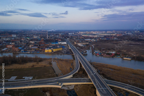 Aerial view of the road junction near new stadium, Kaliningrad, Russia