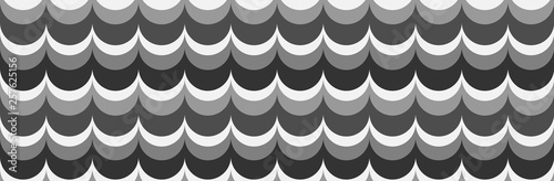 Wavy background in shades of gray. Widescreen screensaver with geometric elements. Figure in seamless variation.