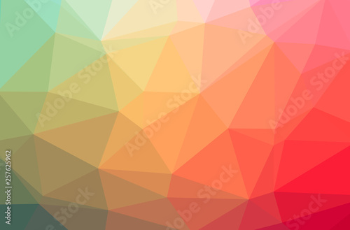 Illustration of abstract Green  Orange horizontal low poly background. Beautiful polygon design pattern.