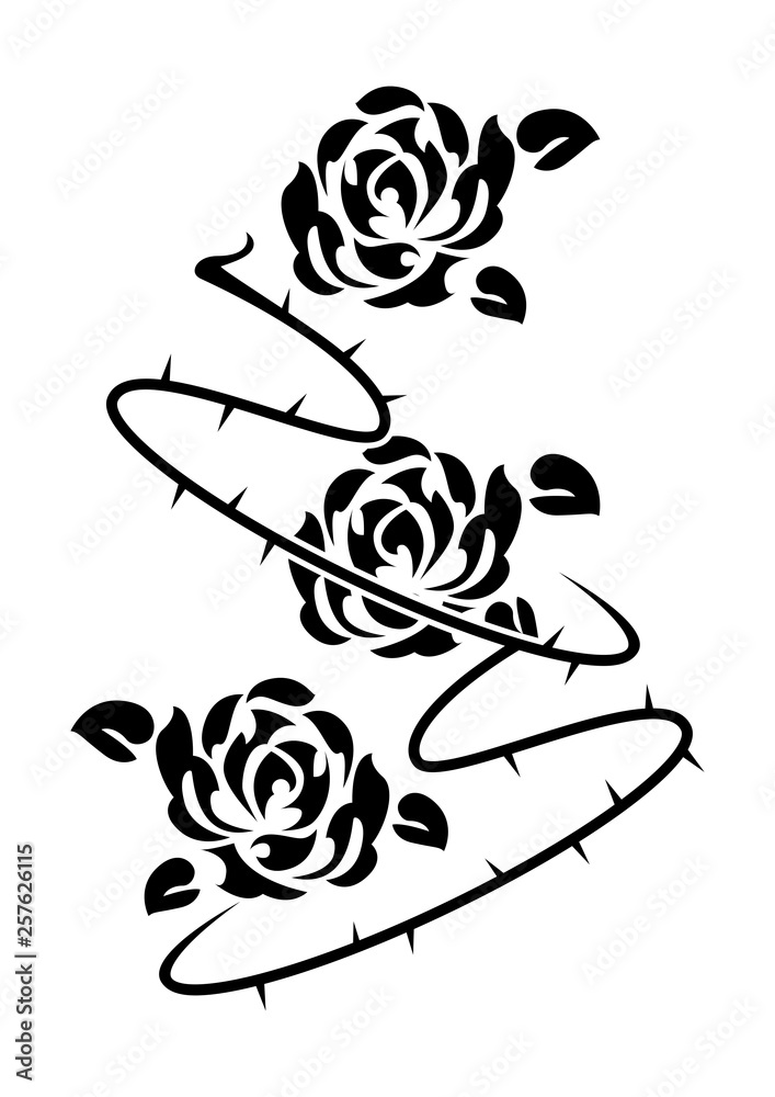 Vettoriale Stock トライバルのデザイン バラの花 ファッションタトゥー ステッカー Adobe Stock