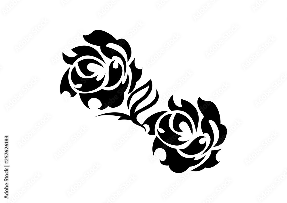 Vettoriale Stock トライバルのデザイン バラの花 ファッションタトゥー ステッカー Adobe Stock
