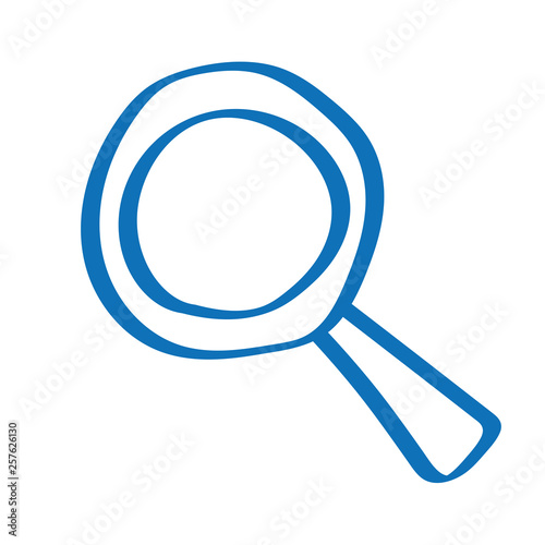 Handgezeichnete Lupe in dunkelblau