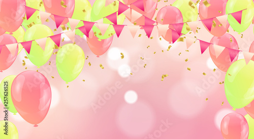 birthday card with Realistic glossy balloons. Happy birthday Vector. Ready for Design