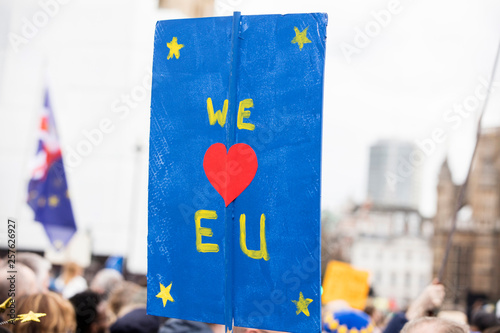 We love Europe, pro European brexit sign at a political protest photo