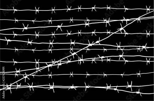 Monochrome barbed wire background