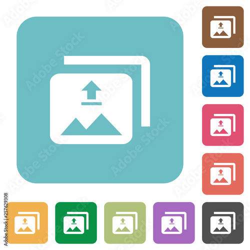 Upload multiple images rounded square flat icons