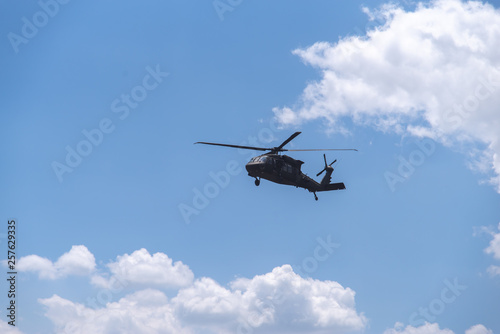 Helicopter in flight at Mt. Pinatubo