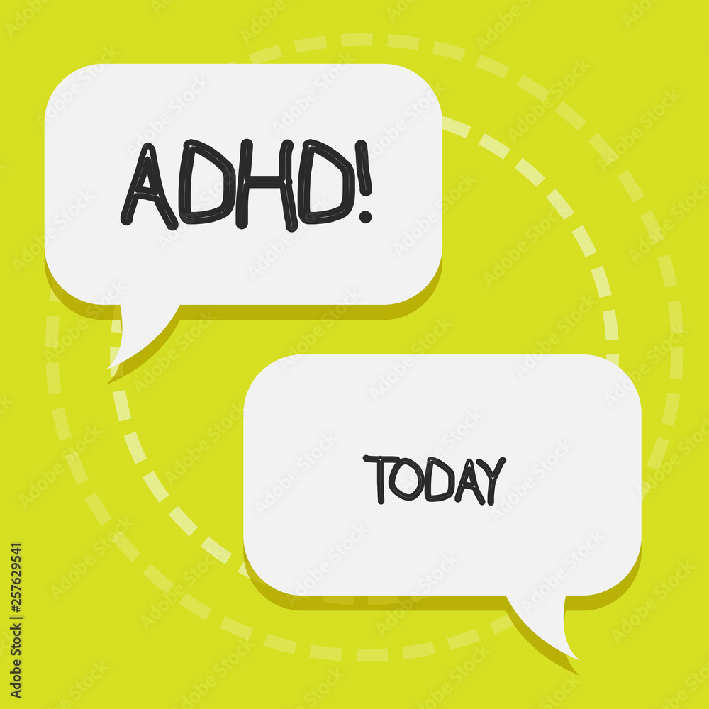 Conceptual hand writing showing Adhd. Concept meaning Learning made easier for children teaching no more a difficult task Blank White Speech Balloons Conversation on Pastel Backdrop Conceptual hand writing showing Adhd. Concept meaning Learning made easier for children teaching no more a difficult task Blank White Speech Balloons Conversation on Pastel Backdrop
