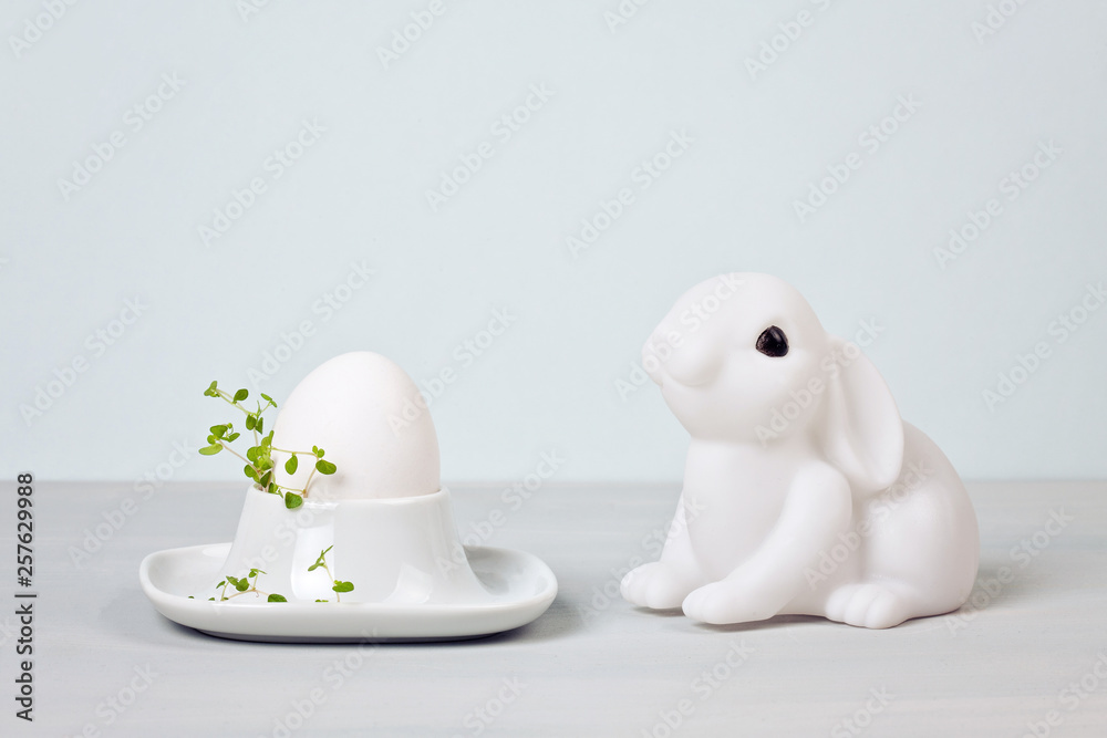 Easter composition with bunnies and eggs Easter composition with bunnies and eggs
