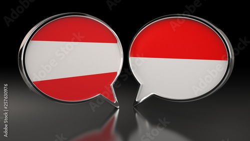 Austria and Indonesia flags with Speech Bubbles. 3D Illustration Free Download Austria and Indonesia flags with Speech Bubbles. 3D Illustration - GFXLoad