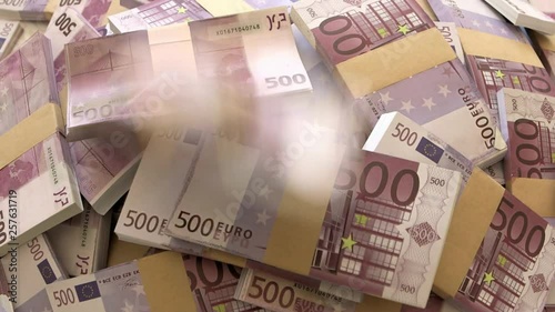 Wads of 500 Euro bills piling up