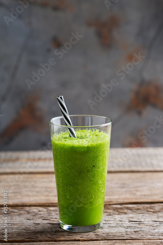 Green smoothie with vegetables for healthy, raw, vegan diet