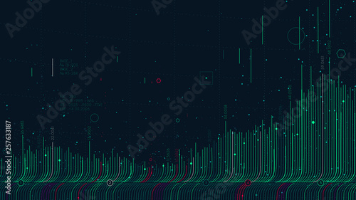 Futuristic infographics complex databases, thread visualization statistical graph of financial analysis
