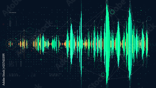 Hi-Tech digital technology frequency wave diagram concept, Futuristic hud visualizing complex data
