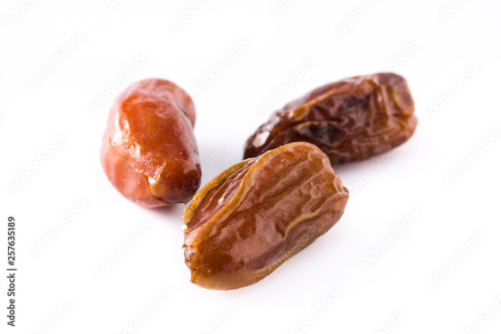 Dates isolated on white background. Close up