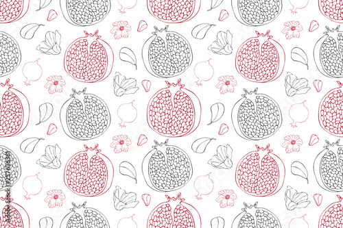 Vector seamless pattern with pomegranates.