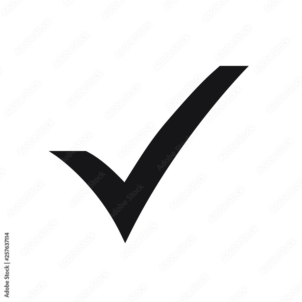 Black check mark icon. Tick symbol in green color, vector illustration. Black check mark icon. Tick symbol in green color, vector illustration.