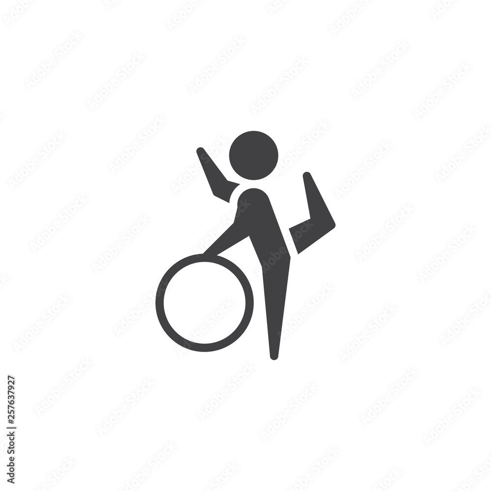 Rhythmic gymnastic vector icon. filled flat sign for mobile concept and web design. Athlete with gymnastic hoop glyph icon. Symbol, logo illustration. Pixel perfect vector graphics Rhythmic gymnastic vector icon. filled flat sign for mobile concept and web design. Athlete with gymnastic hoop glyph icon. Symbol, logo illustration. Pixel perfect vector graphics