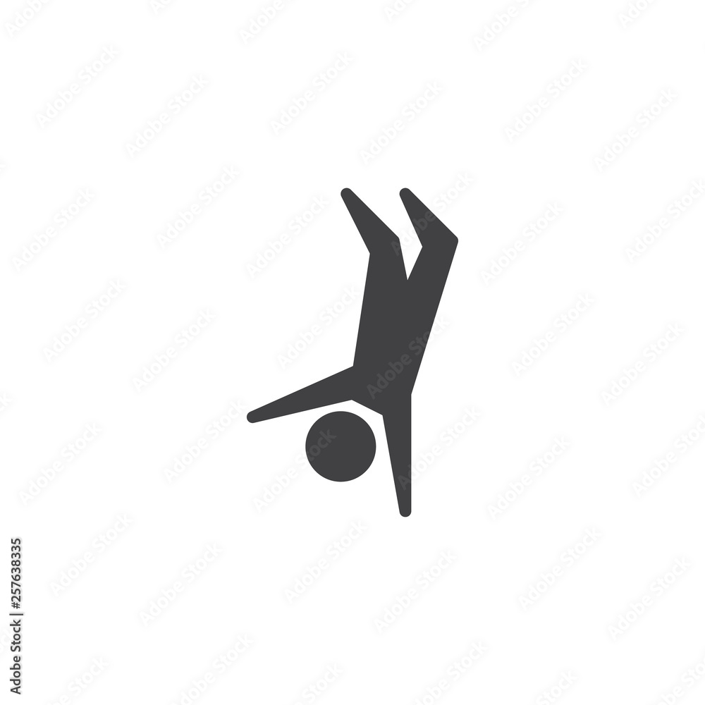 Obraz premium Brake dancer vector icon. filled flat sign for mobile concept and web design. hip hop brakedancer glyph icon. Symbol, logo illustration. Pixel perfect vector graphics
