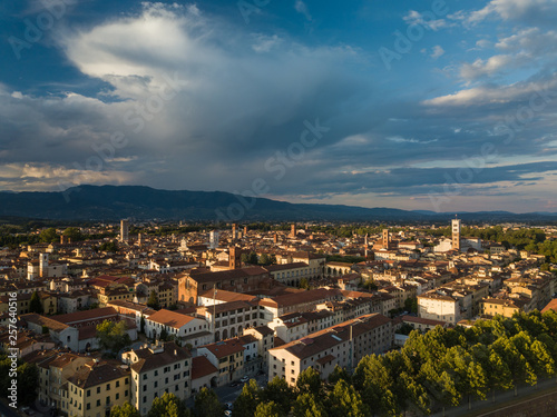 Fototapeta Naklejka Na Ścianę i Meble -  Aerial view of Lucca, Tuscany, Italy