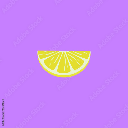 Lemon on purple background, flat design, logo, icon