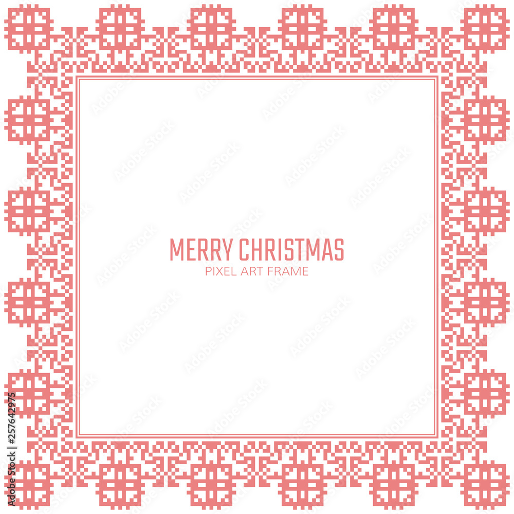 Pixel art frame. Vector card with ethnic ornament. Pixel art frame. Vector card with ethnic ornament.