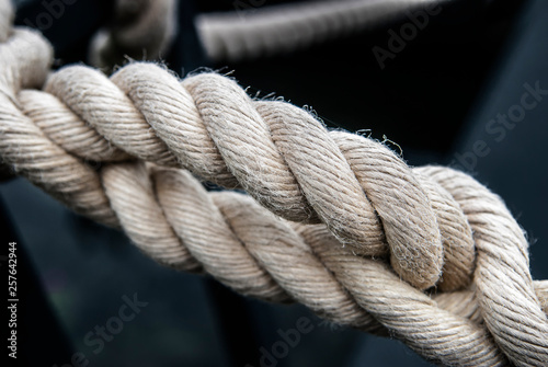 Ropes from a sailing boat, close-up.