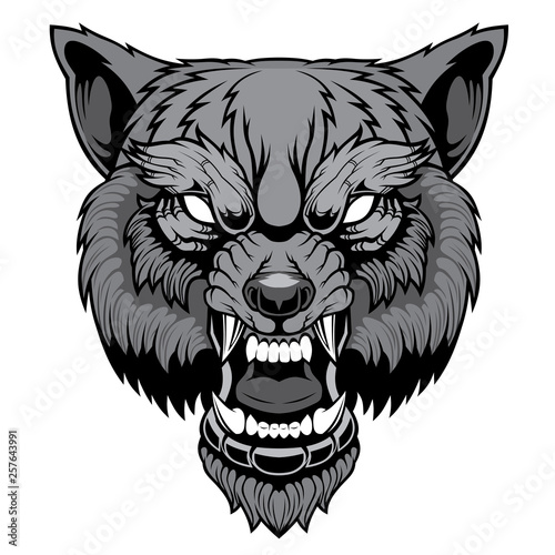 Head of a growling wolf.
