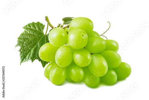 Single green grapes bunch isolated on white background photo