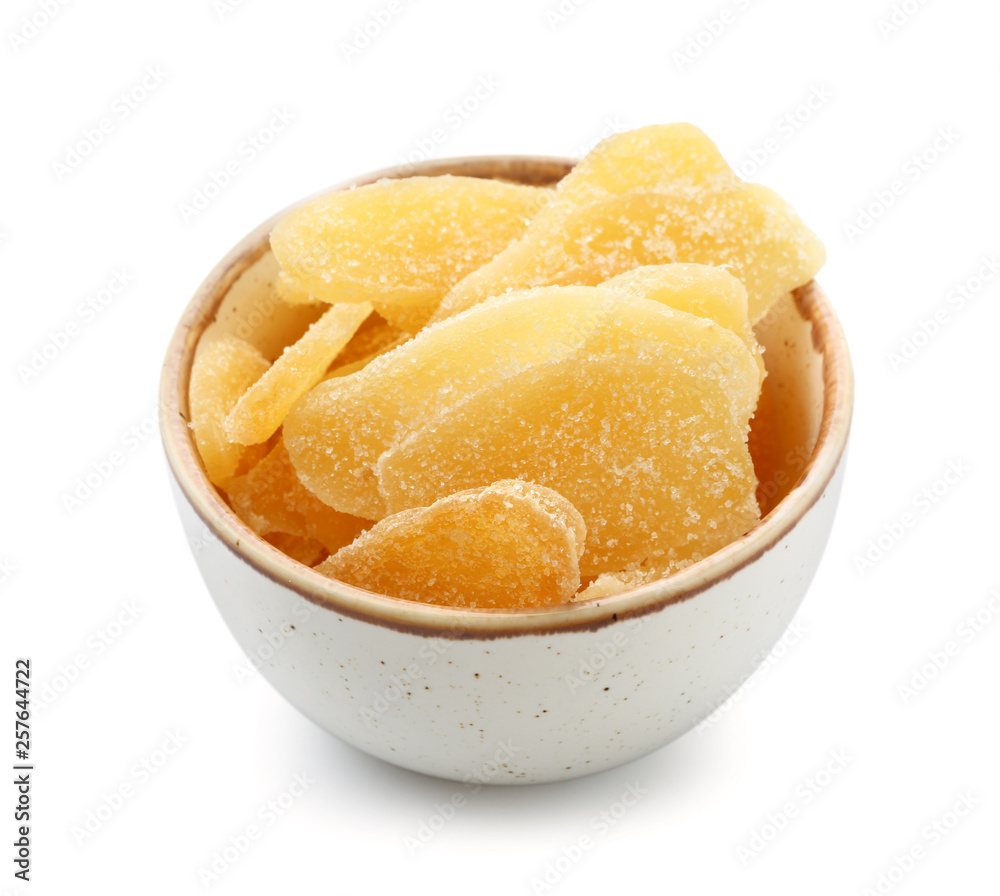 Tasty dried ginger on white background Tasty dried ginger on white background