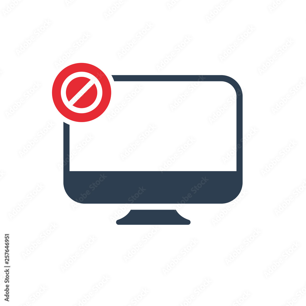Desktop icon with not allowed sign. Desktop icon and block, forbidden, prohibit symbol Desktop icon with not allowed sign. Desktop icon and block, forbidden, prohibit symbol