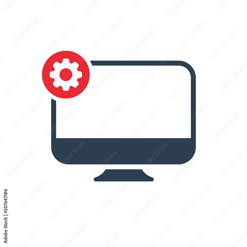 Desktop icon with settings sign. Desktop icon and customize, setup, manage, process symbol Desktop icon with settings sign. Desktop icon and customize, setup, manage, process symbol