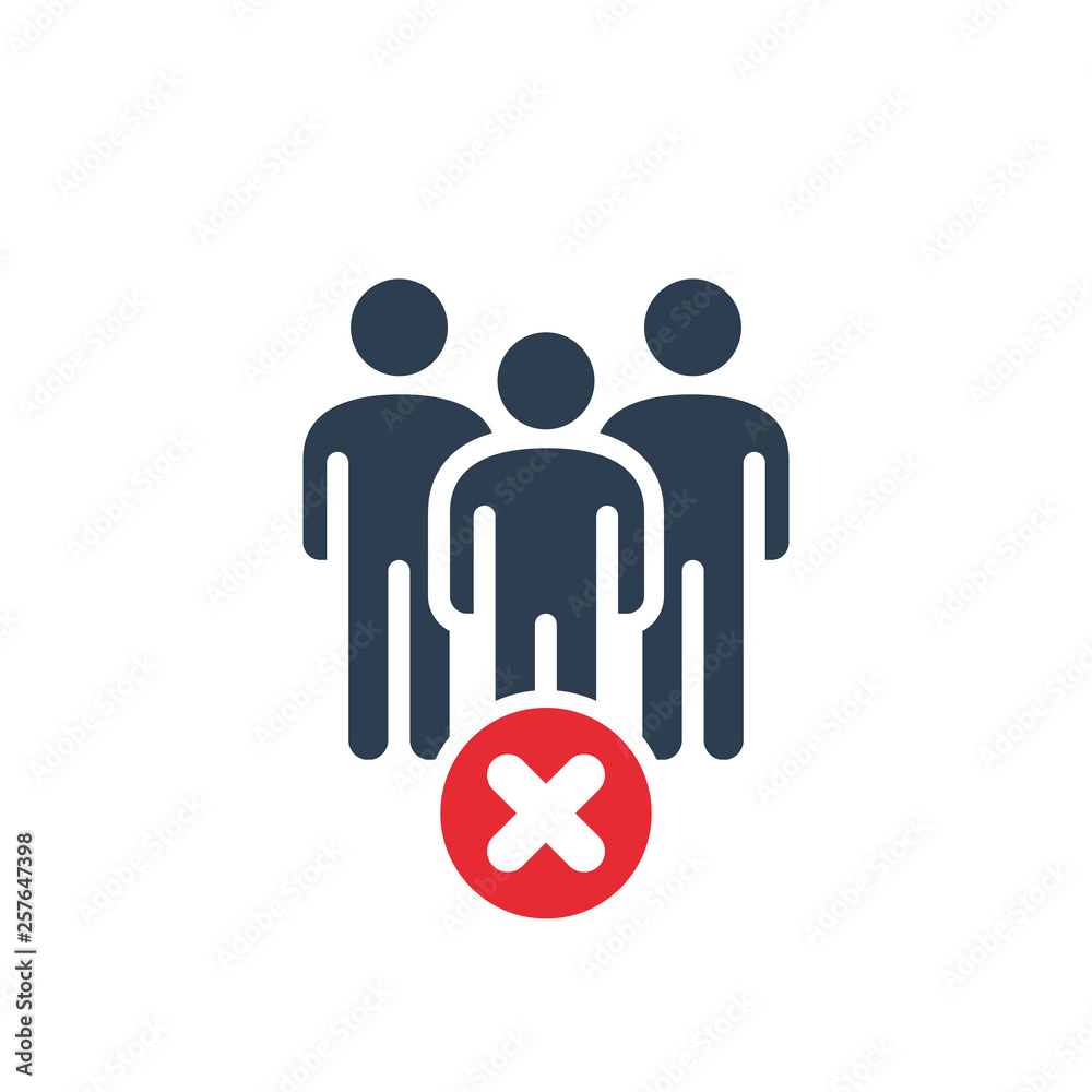 Group icon with cancel sign. Group icon and close, delete, remove symbol Group icon with cancel sign. Group icon and close, delete, remove symbol