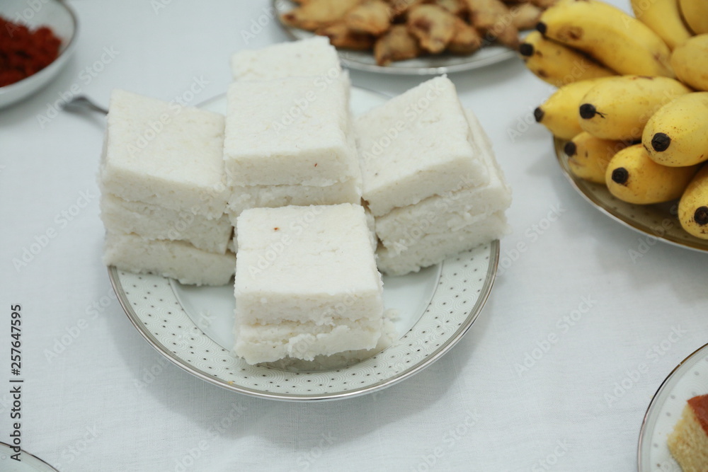 Milk Rice Plate with Bananas. Milk Rice Plate with Bananas.