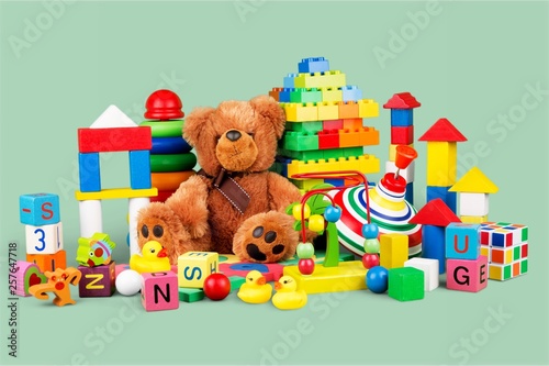 Toys collection isolated on white background