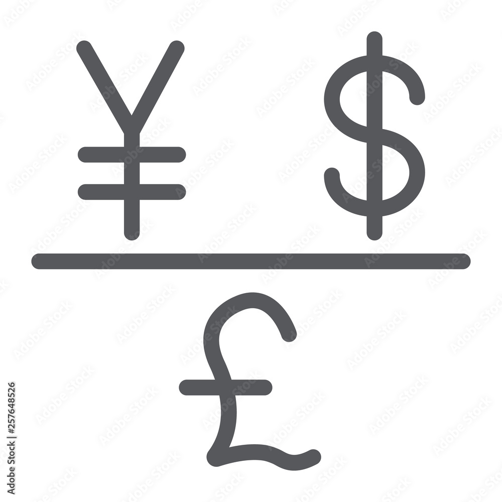 Currency line icon, financial and bank, money sign, vector graphics, a linear pattern on a white background. Currency line icon, financial and bank, money sign, vector graphics, a linear pattern on a white background.