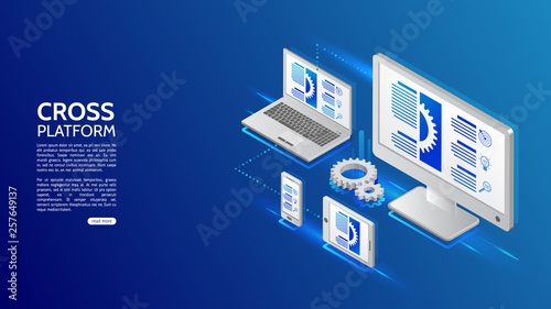 Adaptive responsive webdesign. Cross platform website development . Multiplatform web page concept for pc, laptop, tablet and smartphone.