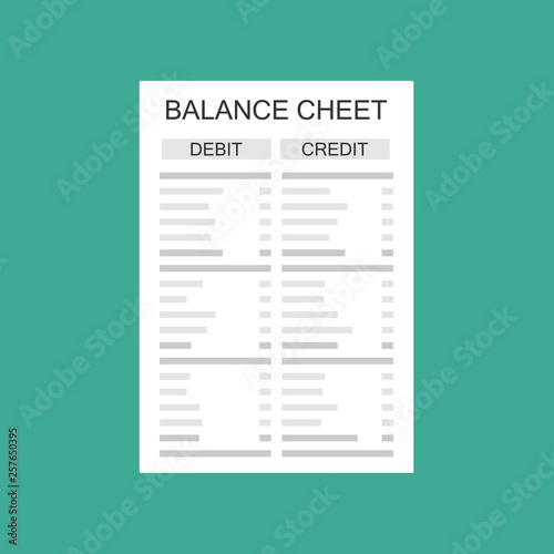 Accountant with report and a calculator checks money balance. Financial reports statement and documents. Accounting, bookkeeping, audit debit and credit calculations. Vector illustration in flat style