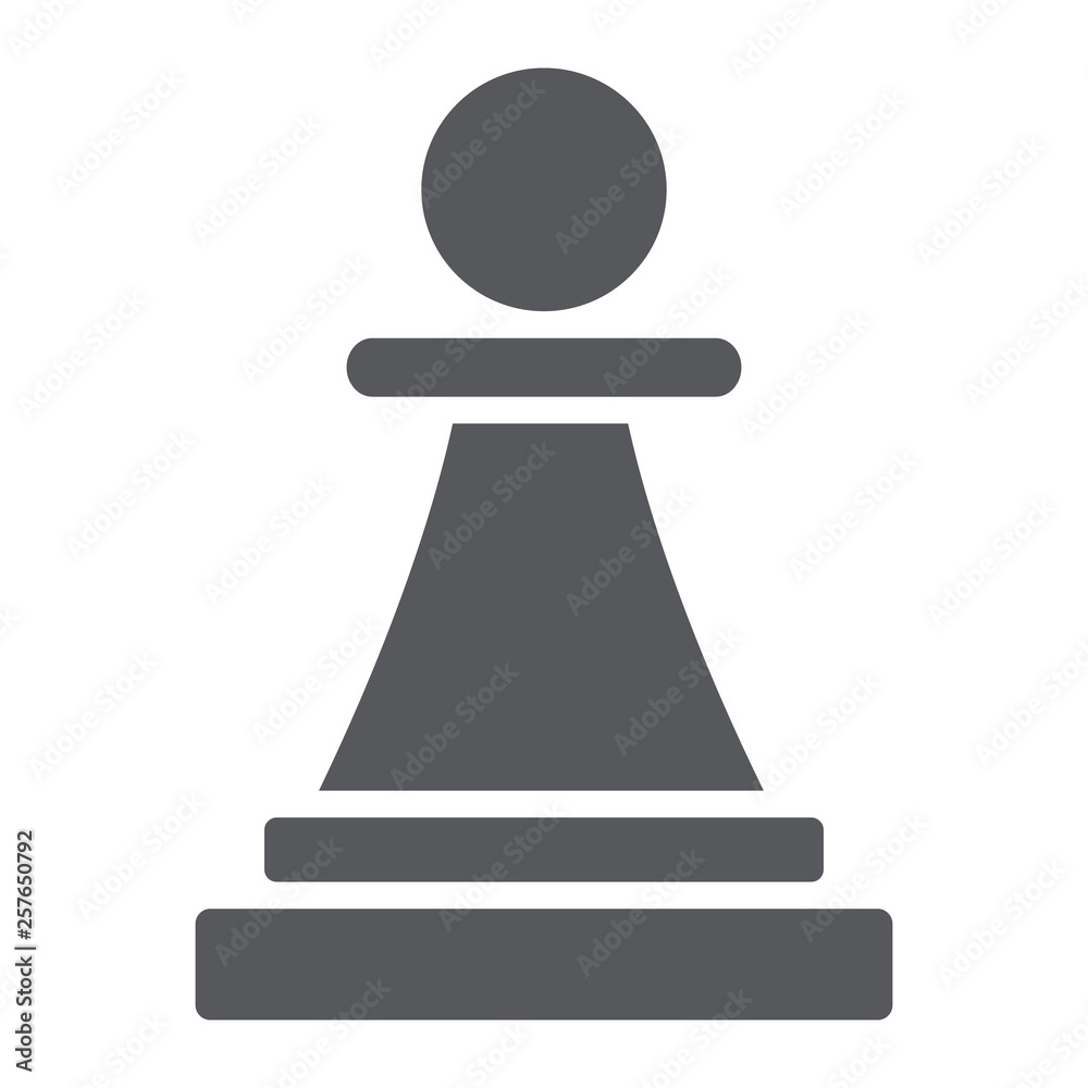 Pawn glyph icon, game and chess, chess figure sign, vector graphics, a solid pattern on a white background. Pawn glyph icon, game and chess, chess figure sign, vector graphics, a solid pattern on a white background.