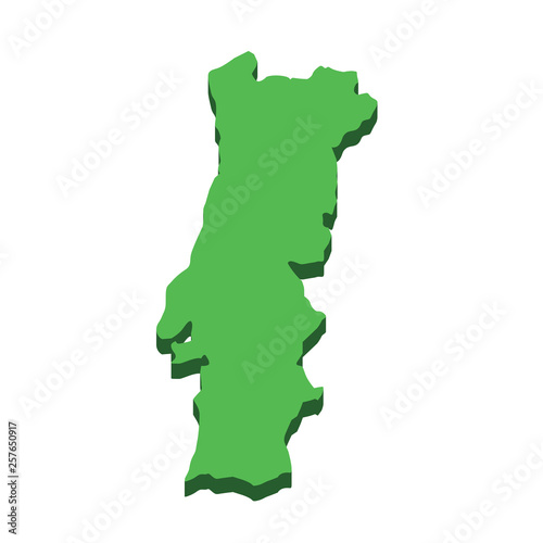 Portugal map. Silhouette Portugal country isolated on white background. Geography and cartography european countries of world. Flat design.