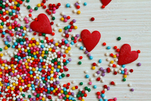 multi-colored sprinkles for sweets colored sweet balls and hearts