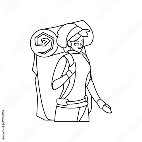 adventurous woman with travelbag