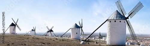 Traditional windmills in La Mancha, Spain
